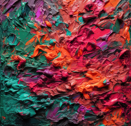 Art palette with oil paints. Abstract colorful background. Macro close up of different colors oil paint. AI generatedの素材