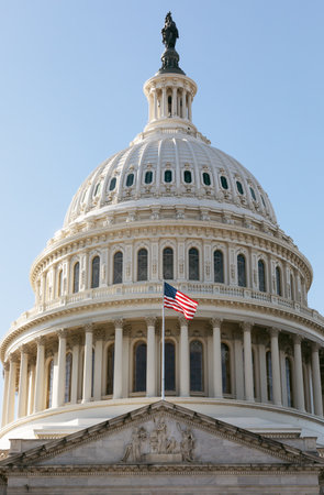 American flag on the background of the Capitol in Washington DCのeditorial素材