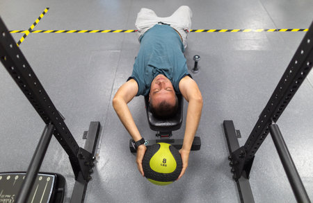 IRPIN, UKRAINE - Sep. 15, 2023: Military personnel injured in the war in Ukraine are seen undergoing rehabilitation at a rehabilitation centre Next Step Ukraine in Irpin, Ukraine.のeditorial素材