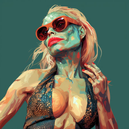 Portrait of a lizard woman.  Reptiloid humanoid. Reptiloid as a science fiction character or the concept of reptiloid conspiracy theory. Reptilian humanoidの素材