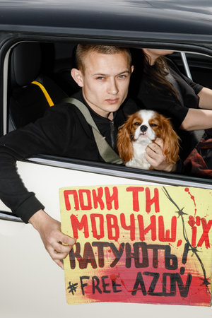 KYIV, UKRAINE - Apr. 14, 2024: Rally in support of Ukrainian prisoners of war in Kyiv amid the Russian invasion.のeditorial素材