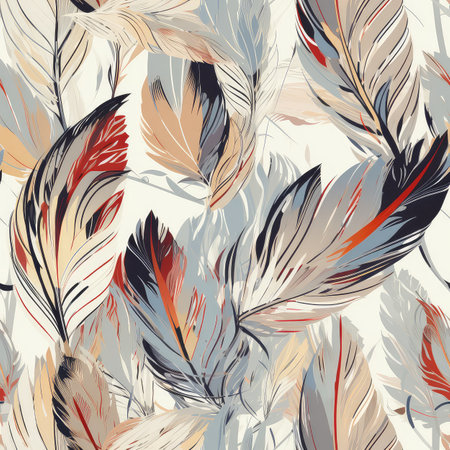 Seamless background of bird feathers. Flat design and soft light illustration.の写真素材