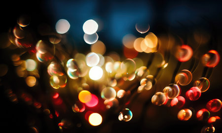Abstract background with bokeh blur. Colourful lights and spots on a dark background. AI generated