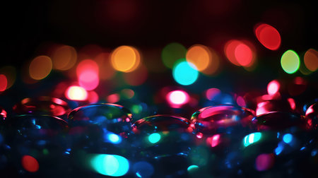 Abstract background with bokeh blur. Colourful lights and spots on a dark background. AI generated