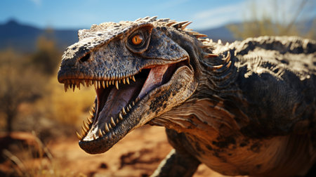 The Age of Dinosaurs. Prehistoric lizards in their natural habitat.の写真素材