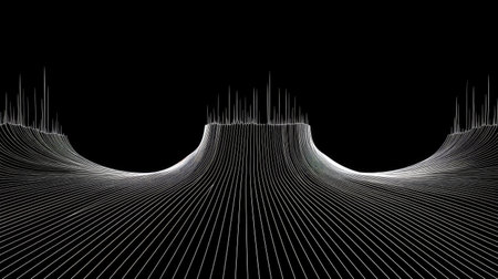 Abstract Background. White curved lines on dark background. A minimalist design characterized by...