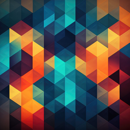 Seamless colourful background based on geometric shapes. Template for graphic design