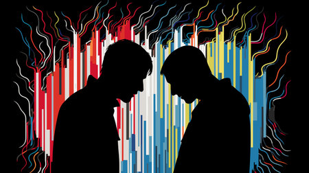 Illustration depicting the concept of mental health, featuring a young people in a state of...