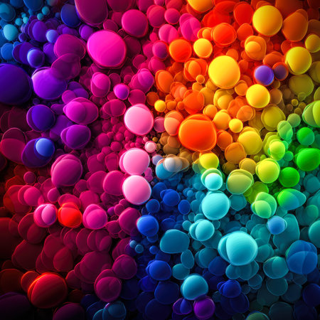 Abstract colourful background. Esoteric backdrop in bright hue colors. Painting abstract texture in the form of whimsical geometric shapes and curves. AI generatedの写真素材