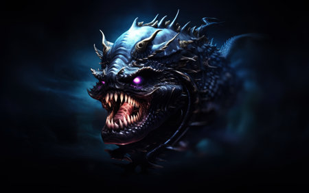 Deep sea monster. A fantastic sea monster that inspires fear and horror.の写真素材