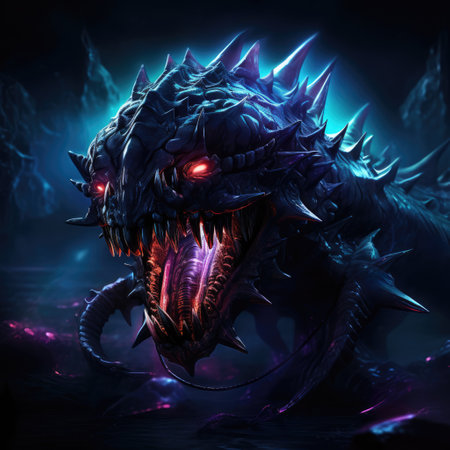 Deep sea monster. A fantastic sea monster that inspires fear and horror.の写真素材