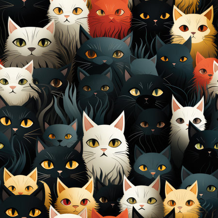 Animal Background. Seamless template with a cats.の写真素材