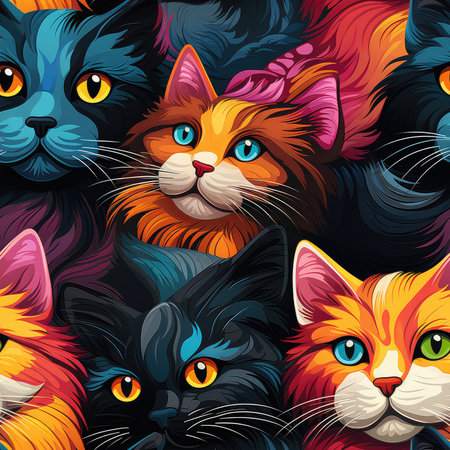 Animal Background. Seamless template with a cats.の写真素材