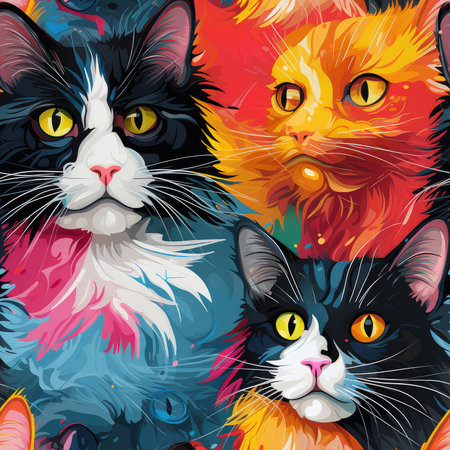 Animal Background. Seamless template with a cats.の写真素材