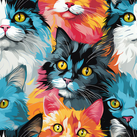 Animal Background. Seamless template with a cats.の写真素材