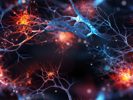 Abstract illustration of a nervous net, a biological neural network as a collection of neurons in...