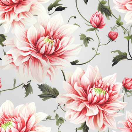 Plant pattern and backdrop. Seamless background of dahlia flowers.の写真素材