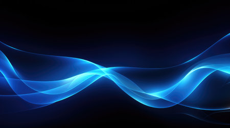 Abstract background of glowing lines in bright neon colours on a dark backgroundの写真素材