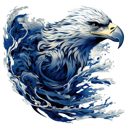 American eagle in vector art style. Template for t-shirt print, sticker, poster, etc. Design element