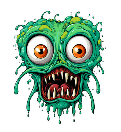 Cartoon alien in vector pop art style. Template for t-shirt print, sticker, poster, design element, etc.のイラスト素材