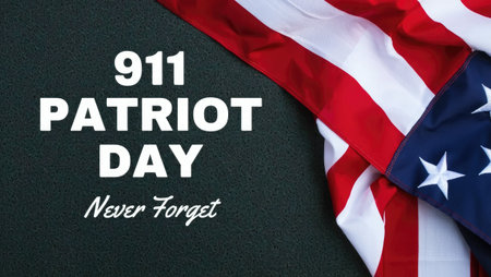 A patriotic image commemorating Patriot Day and the 9/11 attacks with the American flag, honoring...