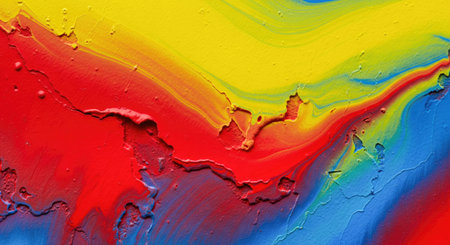 Vibrant artwork featuring a blend of bold colors and textural details, creating a dynamic visual experience with a close up view.の写真素材