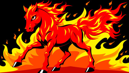 The year 2026 is the Year of the Fire Horse according to the Eastern calendar. Majestic horse engulfed in flames, representing the energy of the Fire Horse yearの写真素材