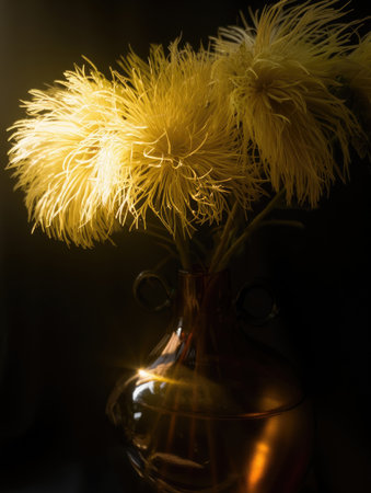 A beautiful arrangement of flowers in a vase creates a stunning visual display, perfect for adding a...
