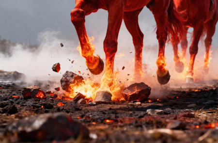 This dynamic image captures the essence of the Fire Horse, a powerful symbol in the Chinese zodiacの写真素材