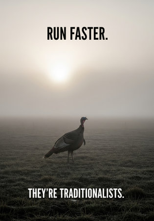 This humorous image captures the essence of Thanksgiving with a touch of satire, perfect for holiday-themed contentの写真素材