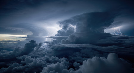 The powerful display of nature's forces creates a breathtaking and awe-inspiring scene of a...