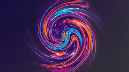 A dynamic abstract background showcasing a mesmerizing swirl of vibrant colors, including deep...