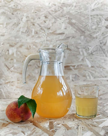 Fermented lemonade made from peaches, sugar and spices, copyspaceの写真素材