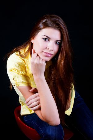 Portrait of a beautiful young girlの写真素材