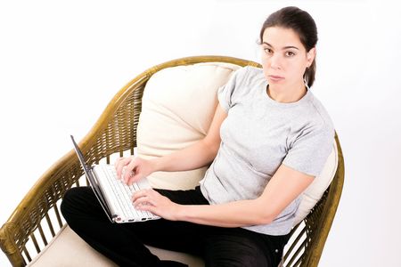 Young woman with her laptopの写真素材