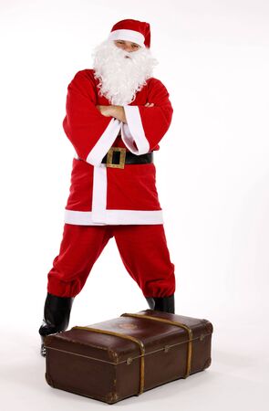 Santa Claus with a big suitcaseの写真素材