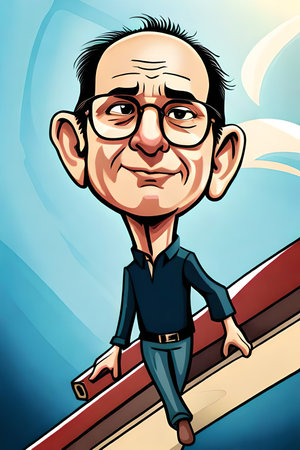Portrait of a man with glasses on the roof. Vector illustration.の素材