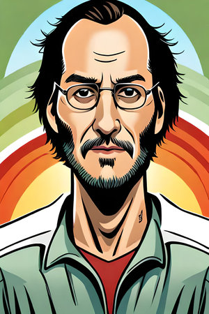 Portrait of a man with a beard and glasses. Vector illustration.の素材