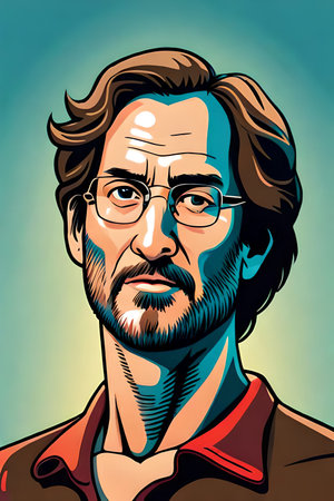 Portrait of a handsome man with glasses and beard. Vector illustration.の素材