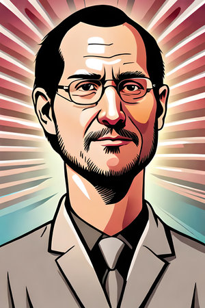 Portrait of a man with glasses and a beard. Vector illustration.の素材