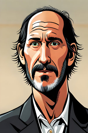 Portrait of a man with a mustache and beard. Vector illustration.の素材