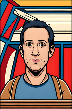 Portrait of a man in a pop art style. Vector illustration.の素材