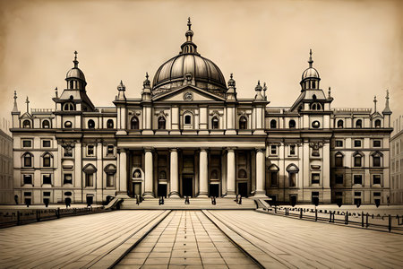 Berlin Cathedral in Berlin, Germany. Sepia toned.の素材