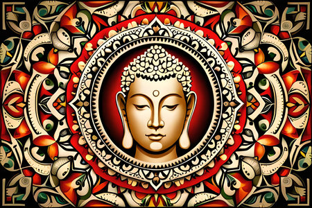 Buddha head with mandala. Vector illustration for your designの素材