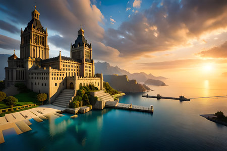 Slovenia, the picturesque castle of Sintra at sunsetの素材