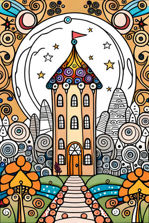 stylized image of the church. Vector illustration.の素材