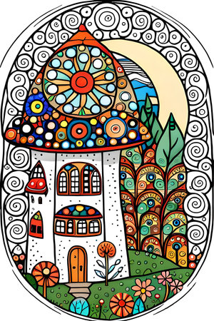 Stylized image of a fairy-tale house.の素材