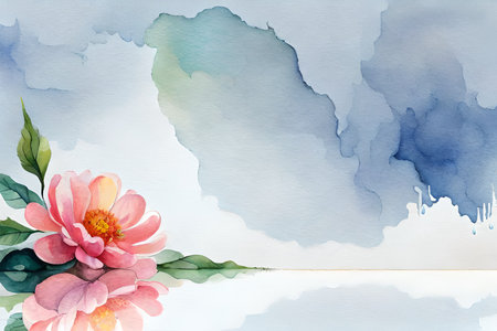 Watercolor background with peony flowers. Hand drawn watercolor illustration.の素材