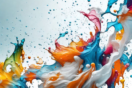 Colored splashes of paint on a white background. 3d renderingの写真素材