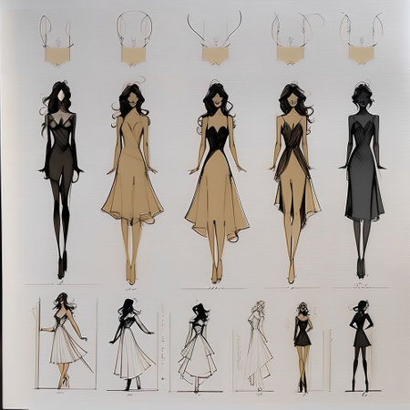 Fashionable woman in sketch-style. Set of vector illustrations.の写真素材